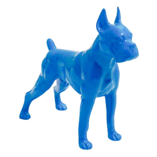 Statue Chien Boxer Animaux Resine - 50cm - Bleu Ciel