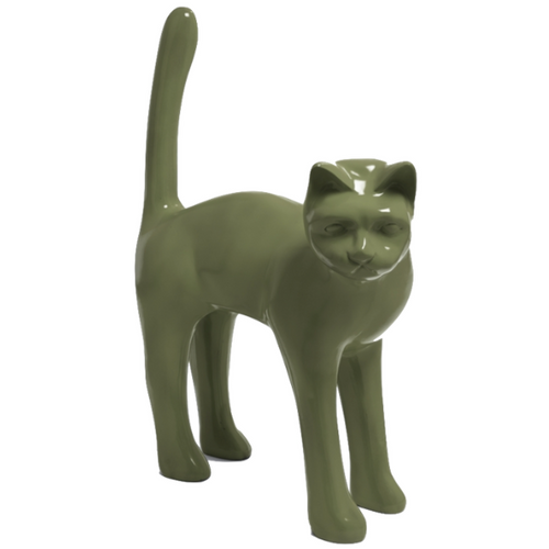 Statue de Chat en Résine - 105 cm - Couleur Kaki