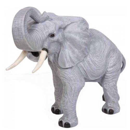 Statue Élégante d'Éléphant en Résine - 90cm - Finition Argentée