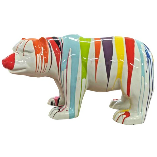 Statue Ours Animaux Resine - 100cm - Multi Coulure Blanc