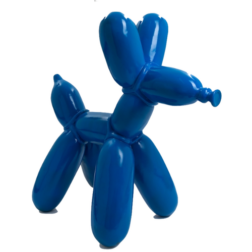 Statue Animalière Chien avec Ballon en Résine - 70cm - Bleu Nuit