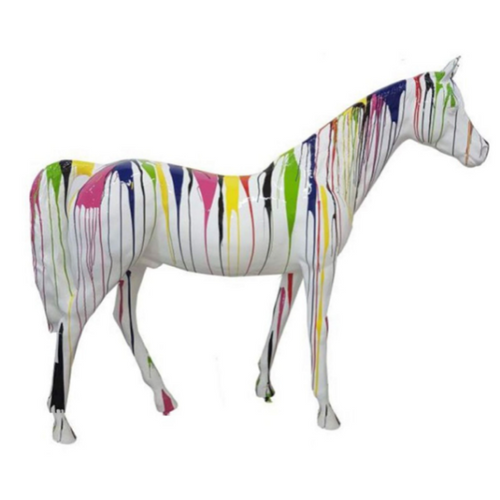 Statue Cheval Animaux Resine - 210cm - Multi Coulure Blanc