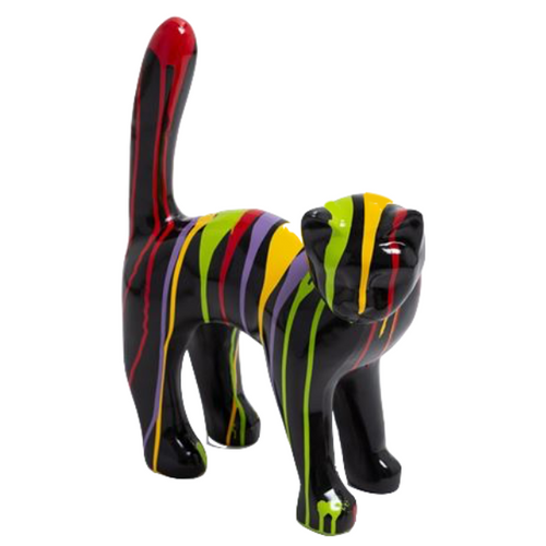 Statue Chat Animaux Resine - 45cm - Multi Coulure Noir