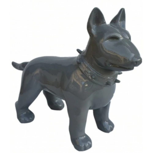 Statue Résine Chien Bull Terrier - 60cm - Couleur Grise