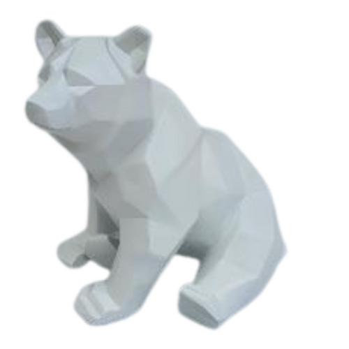 Statue d'Ours en Résine - 30 cm - Finition Blanche