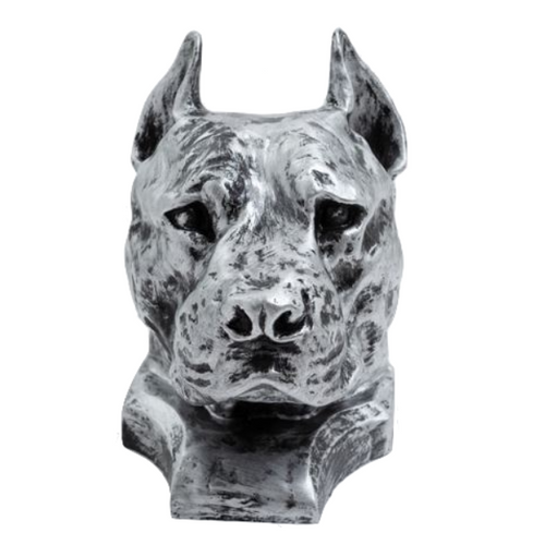 Statue Chien Staff Bull Animaux Resine - 35cm - Argenté