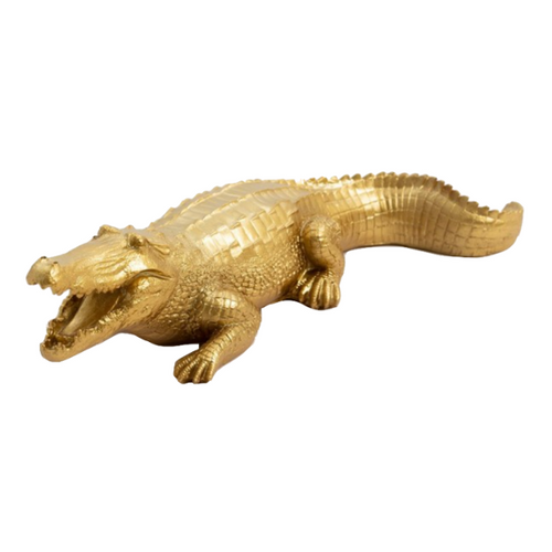 Statue Crocodile Animaux Resine - 40cm - Doré