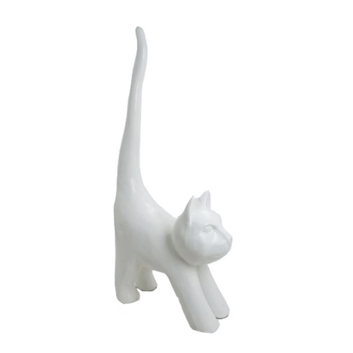 Statue de Chat en Résine - 205cm - Édition Élégante et Blanche