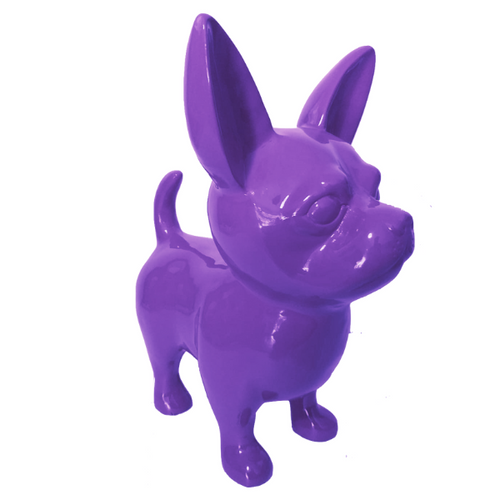 Statue Décorative Chien Chihuahua en Résine - 50 cm - Couleur Violet