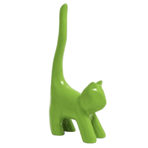 Statue de Chat en Résine - 30cm - Couleur Vert Pomme