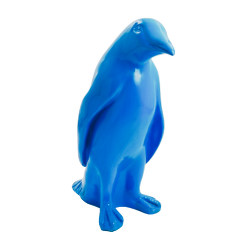 Statue de Pingouin en Résine - 70 cm - Couleur Bleu Ciel