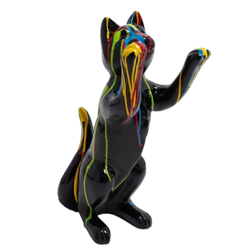 Statue de Chat en Résine - 55cm - Design Multicolore Noir