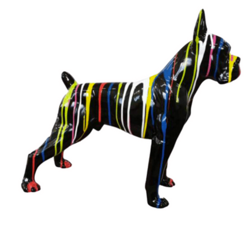 Statue Chien Boxer Animaux Resine - 50cm - Multi Coulure Noir