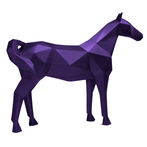 Statue Cheval Origami Animaux Resine - 210cm - Violet