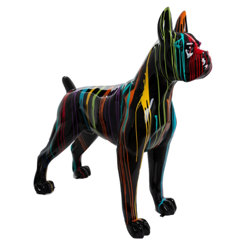 Statue Chien Boxer Animaux Resine - 110cm - Multi Coulure Noir