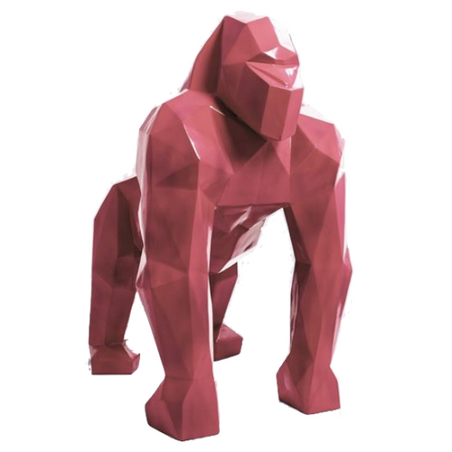 Statue de Gorille en Résine Origami - 40cm - Rose Pâle