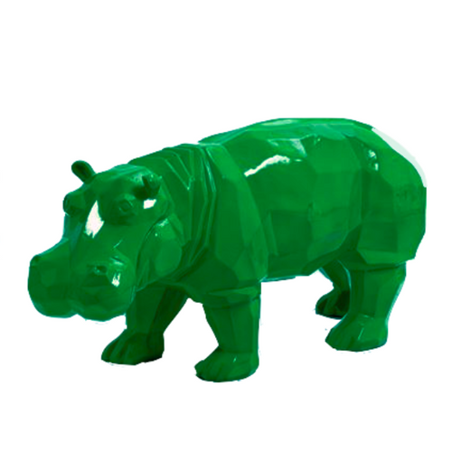 Statue Décorative d'Hippopotame en Résine - 95cm - Couleur Verte