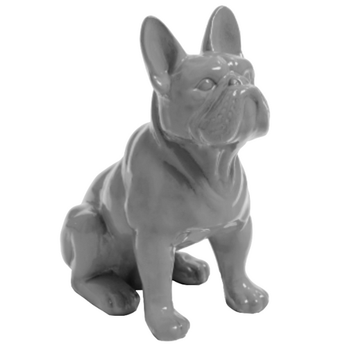 Statue en Résine de Bouledogue Français - 30 cm - Couleur Grise