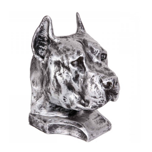 Statue Chien Staff Bull Animaux Resine - 35cm - Argenté