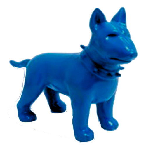 Statue Résine Chien Bull Terrier - 60cm - Couleur Bleu Nuit