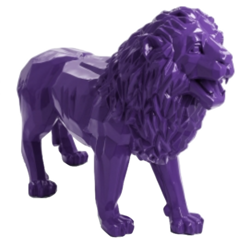 Statue Lion Animaux Resine Origami - 100cm - Violet