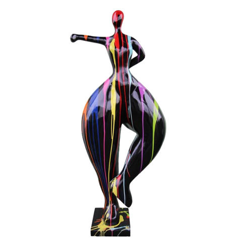 Statue Femme Nana Oeuvre Resine - 85cm - Multi Coulure Noir