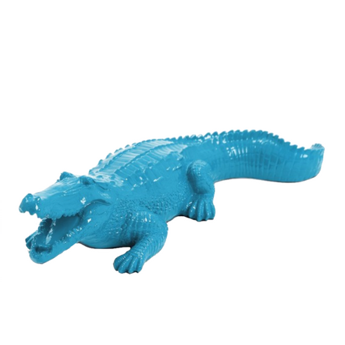 Statue Crocodile Animaux Resine - 40cm - Bleu Ciel