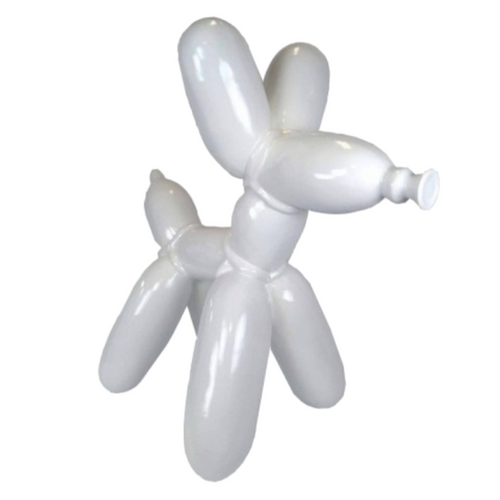 Statue Chien Ballon Animaux Resine - 120cm - Blanc