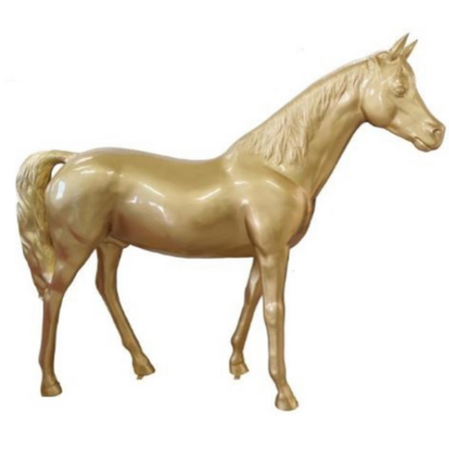 Statue Cheval Animaux Resine - 210cm - Doré