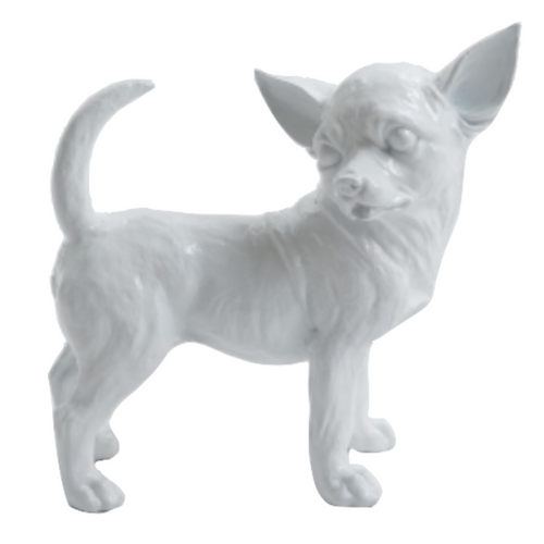 Statue Chien Chihuahua Animaux Resine - 30cm - Blanc