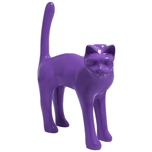 Statue de Chat en Résine - 105cm - Couleur Violet Éblouissante