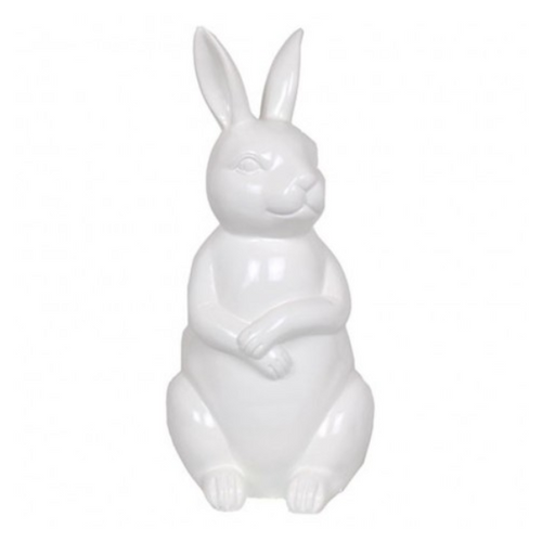 Statue Décorative de Lapin en Résine - 35cm - Blanc Éclatant