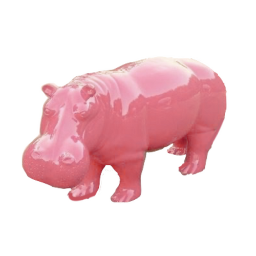 Statue Hippopotame Animaux Resine - 180cm - Rose Clair