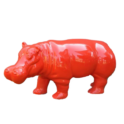 Statue Hippopotame Animaux Resine - 180cm - Rouge