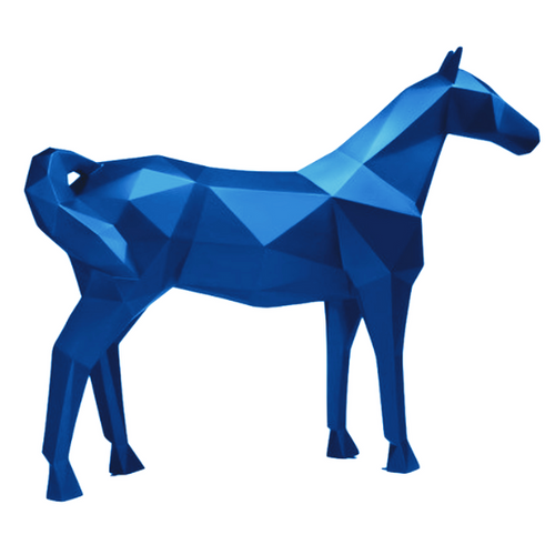 Statue Cheval Origami Animaux Resine - 210cm - Bleu Ciel