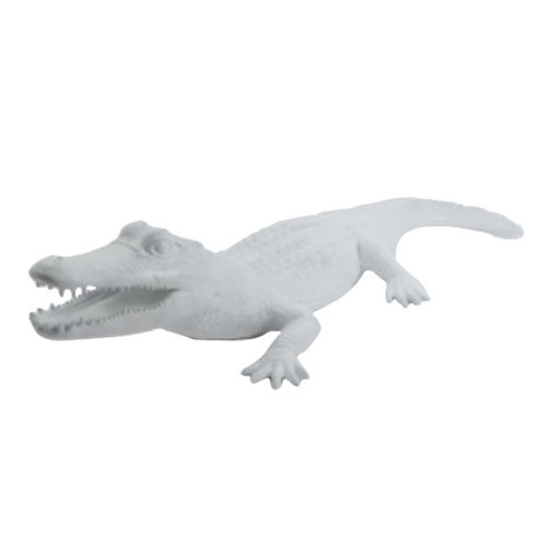 Statue de Crocodile en Résine - 215 cm - Finition Blanche