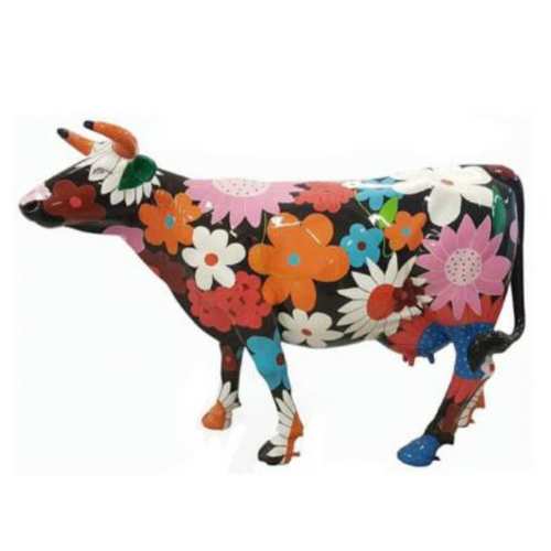 Statue Vache Animaux Resine - 225cm - Fleuri Multicolore