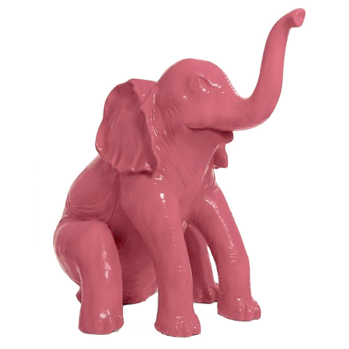 Statue Élégante d'Éléphant en Résine - 140 cm - Rose Pâle