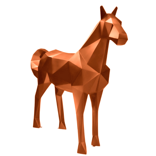 Statue Cheval Origami Animaux Resine - 210cm - Orange