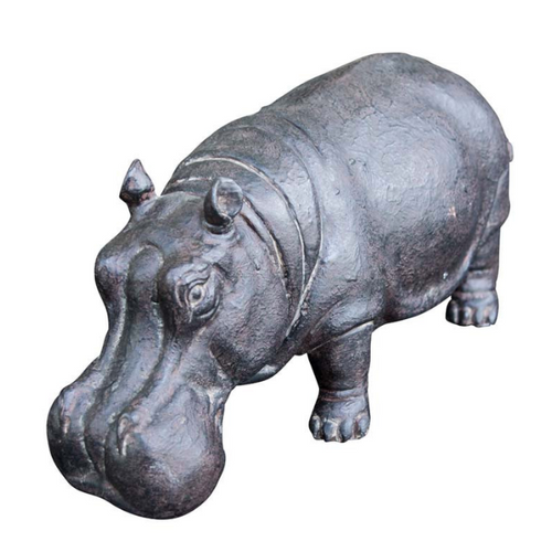 Statue Hippopotame Animaux Resine - 180cm - Argenté