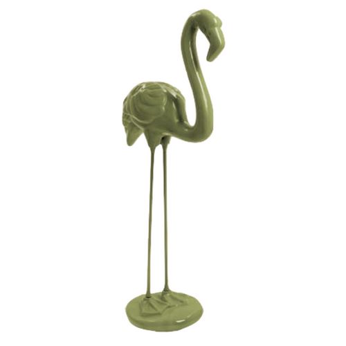 Statue Décorative Flamant Rose en Résine - 110cm - Couleur Vert Kaki