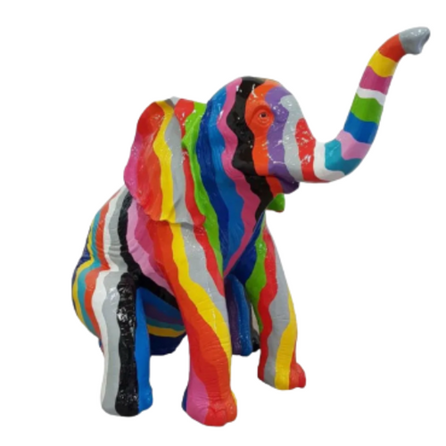 Statue Elephant Animaux Resine - 140cm - Arc en ciel