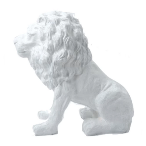 Statue Lion Animaux Resine - 65cm - Blanc