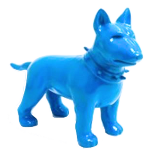 Statue Résine Chien Bull Terrier - 60cm - Couleur Bleu Ciel