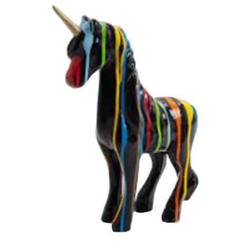 Statue Licorne Équestre en Résine - 50cm - Multicolore Noir