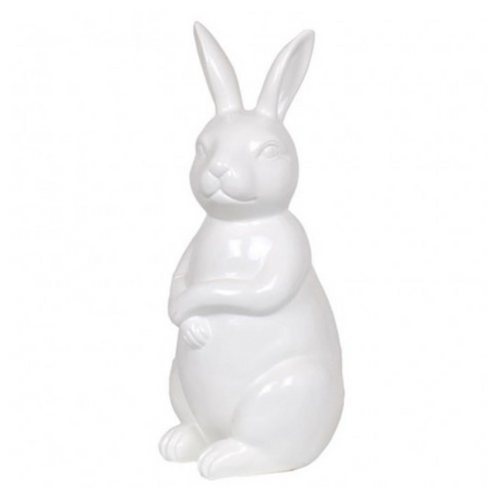 Statue Décorative de Lapin en Résine - 35cm - Blanc Éclatant