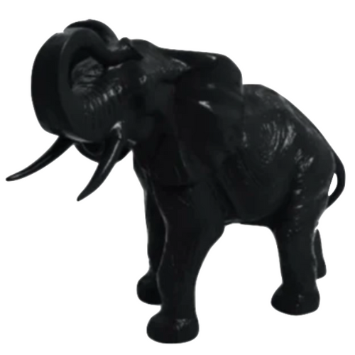 Statue Élégante d'Éléphant en Résine - 90cm - Couleur Noire