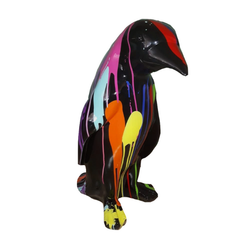 Statue de Pingouin en Résine - 120 cm - Finition Multicolore Noir