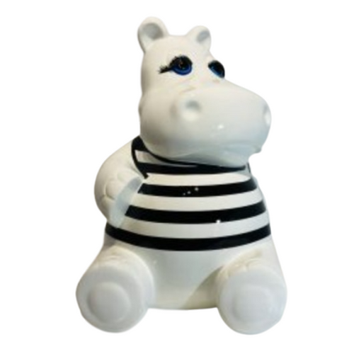 Statue Hippopotame Animaux Resine - 25cm - Marin Noir