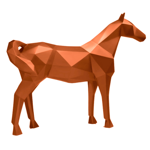 Statue Cheval Origami Animaux Resine - 210cm - Orange